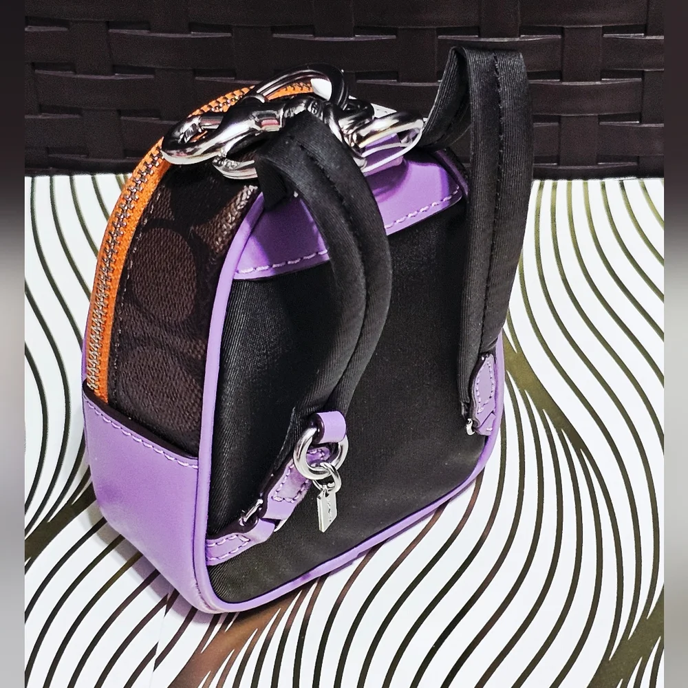 Coach Mini Backpack key chain C7803 bag charm Neon Multicolor Purple Orange NEW - Picture 2 of 11